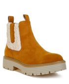 Mothman Faux Fur Detail Chunky Ankle Boots