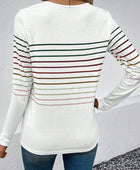 Striped Round Neck Long Sleeve T-Shirt - Body By J'ne