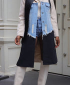 Colorblock Ripped Cardigan Coat