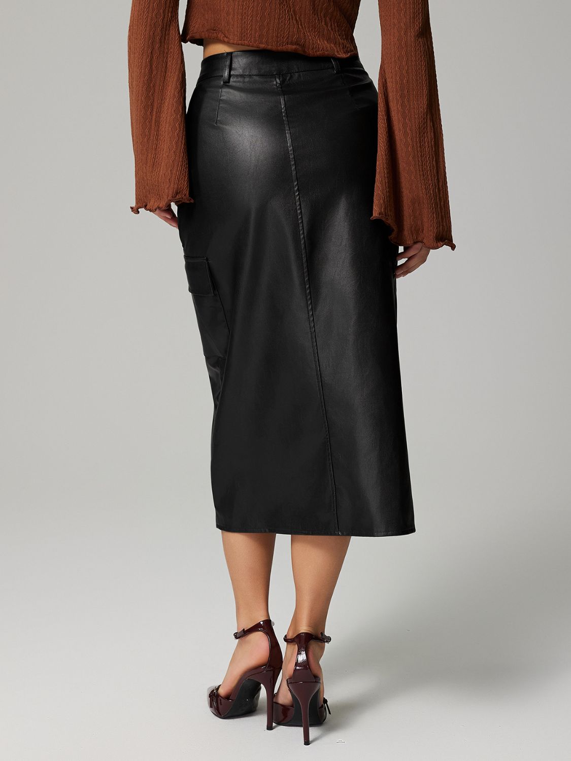 Slit Midi Skirt with Pockets - Body By J'ne