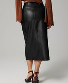 Slit Midi Skirt with Pockets