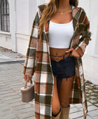 Devine Plaid Long Sleeve Hooded Coat