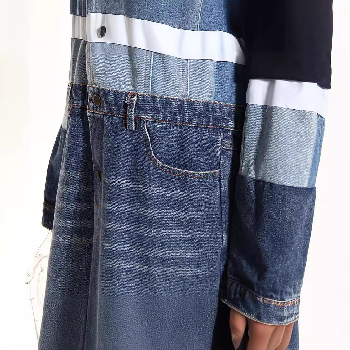 Stylish Multi-Denim Trench Coat - Body By J'ne