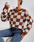 Checkered Round Neck Sweater