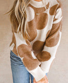 Contrast Flower Mock Neck Long Sleeve Sweater