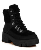 Wellerman Faux Fur Detail Chunky Hiker Boots
