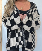 Plaid Open Front Long Sleeve Cardigan