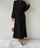 Tie Waist Long Sleeve Dress