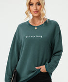 YOU ARE LOVED Graphic Dropped Shoulder Sweatshirt - Body By J'ne