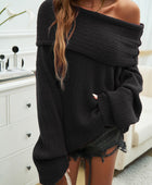 Devine Off-Shoulder Extra-Long Sleeve Sweater