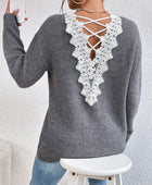 Crisscross V-Neck Long Sleeve Sweater