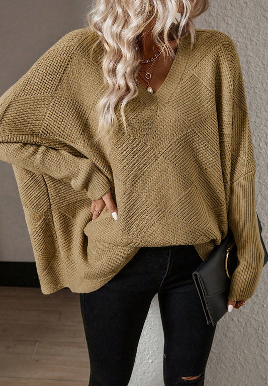 V-Neck Batwing Sleeve Sweater - Body By J'ne
