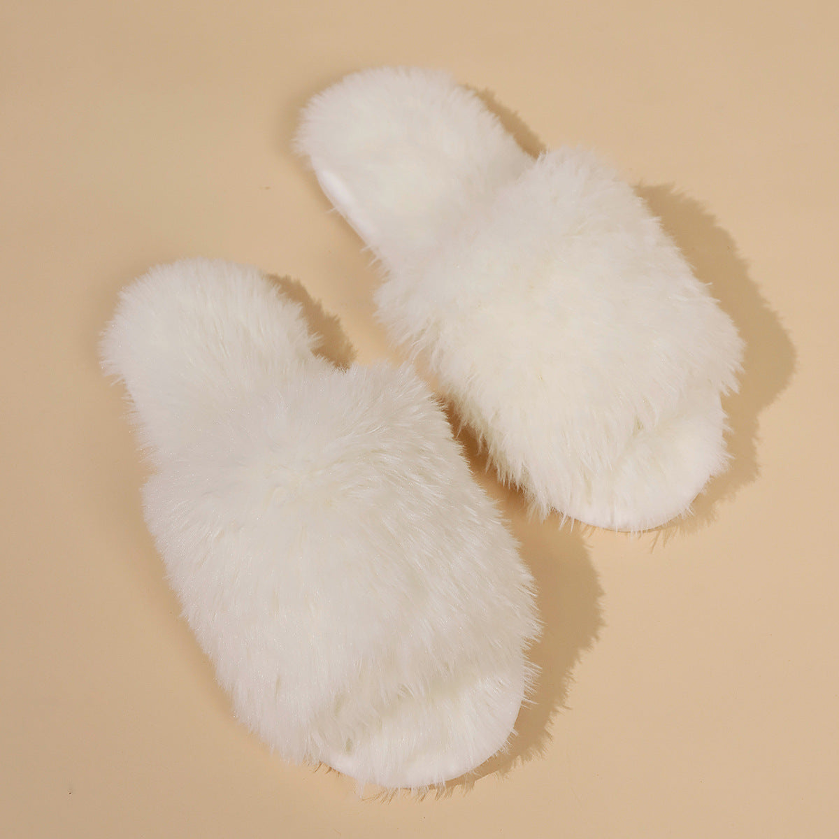 Open-toe Plush Slippers - Body By J'ne