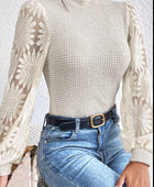 Mock Neck Lace Long Sleeve Top