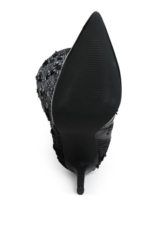Sitarah Sequin Embellished Stiletto Long Boots - Body By J'ne