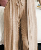 Open Front Long Sleeve Cardigan and Pants Lounge Set