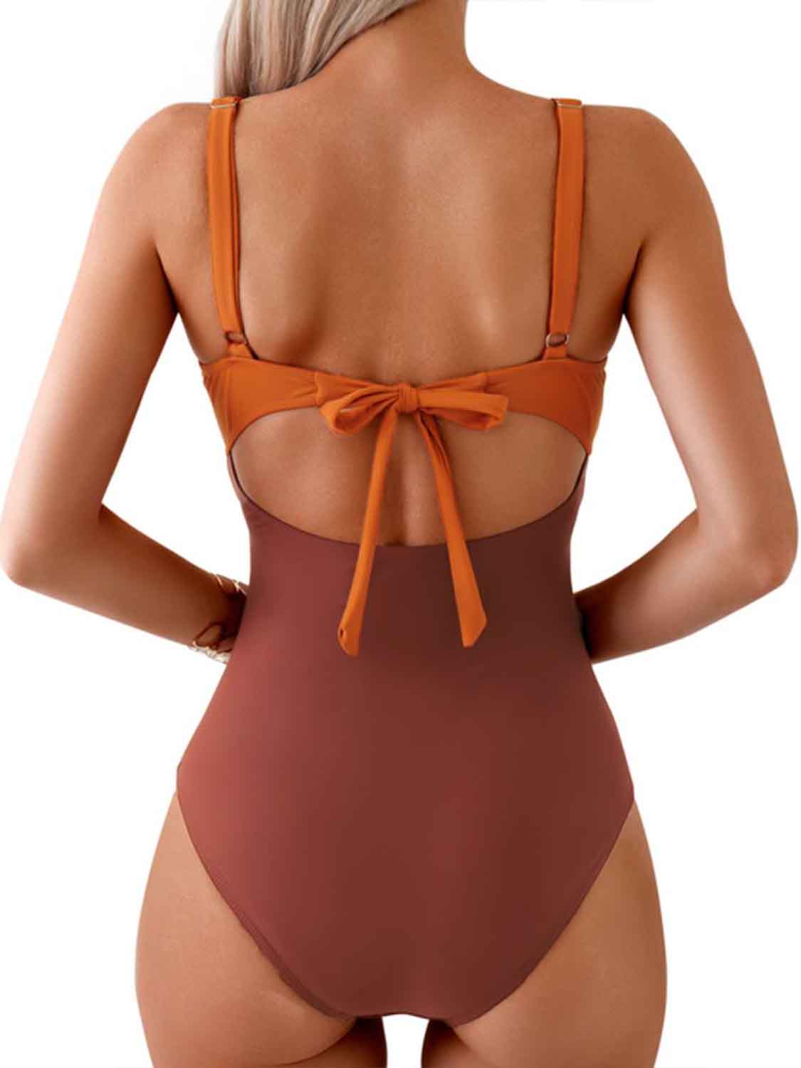 Tied Cutout Contrast One-Piece Swimwear - Body By J'ne