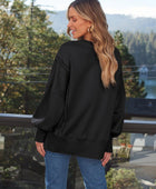 Slit Round Neck Long Sleeve Sweatshirt