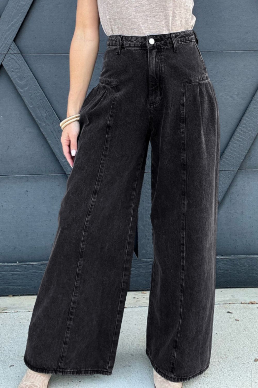 High Rise Wide Leg Jeans with Pockets - Body By J'ne