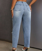 Distressed High Rise Jeans with Pockets