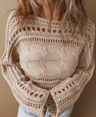 Cable-Knit Openwork Long Sleeve Sweater