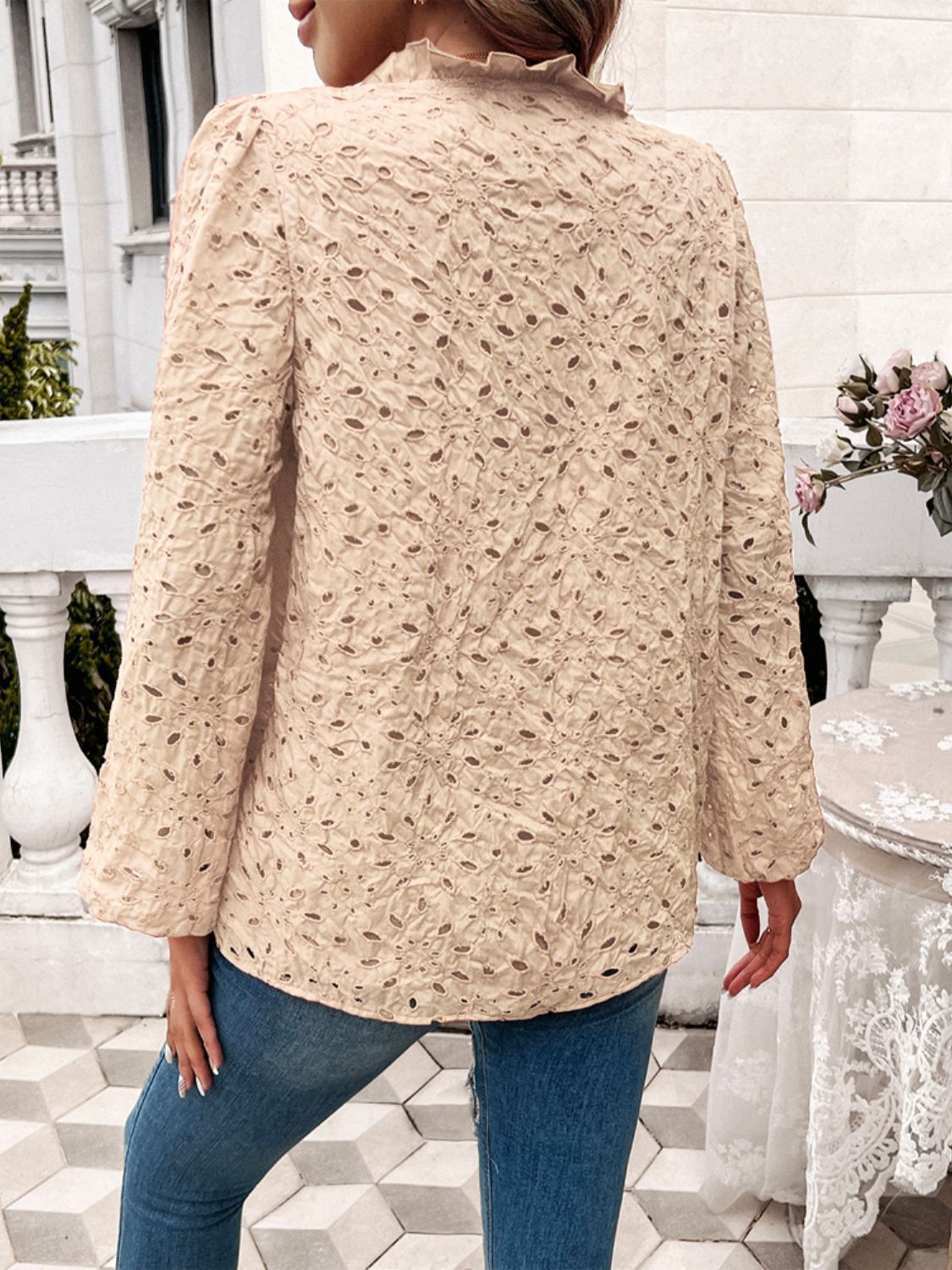 Devine Frill Round Neck Long Sleeve Shirt - Body By J'ne