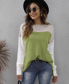 Color Block Round Neck Sweater