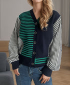 Striped Button Down Long Sleeve Cardigan