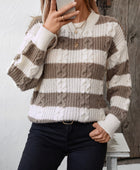 Striped Round Neck Long Sleeve Sweater