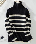 Buttoned Striped Long Sleeve Sweater