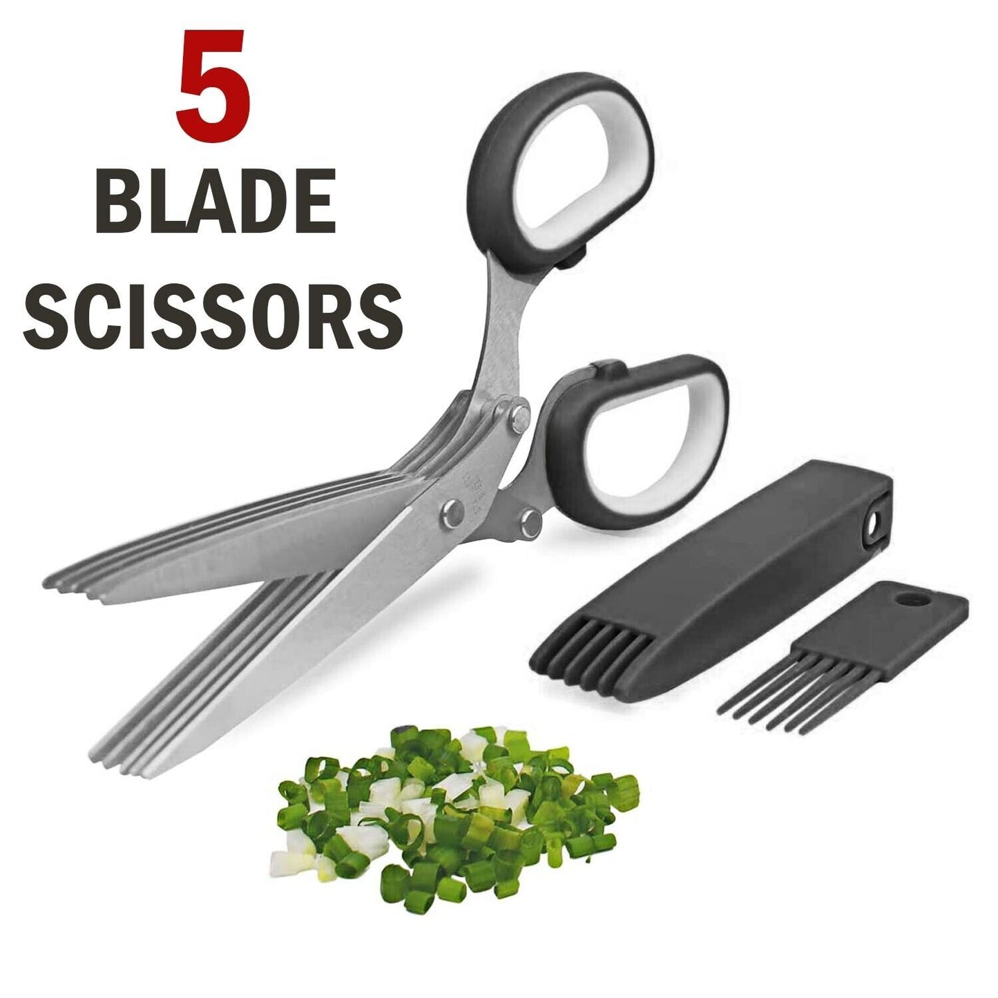 Herb Scissors With Multi Blades Stainless Steel Fast Cutting Shear Kitchen Tool - Body By J'ne