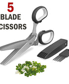 Herb Scissors With Multi Blades Stainless Steel Fast Cutting Shear Kitchen Tool