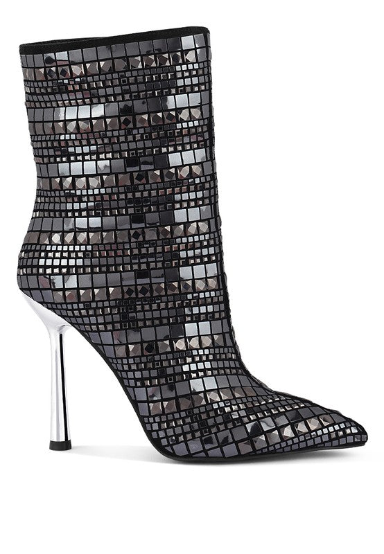 Extravagance Mirror Embellished Stiletto Boots - Body By J'ne