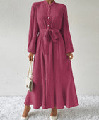 Tie Waist Long Sleeve Dress