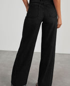 Raw Hem Wide Leg Jeans with Pockets