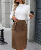 Elastic Waist Skirt with Pockets