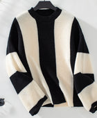 Color Block Round Neck Long Sleeve Sweater