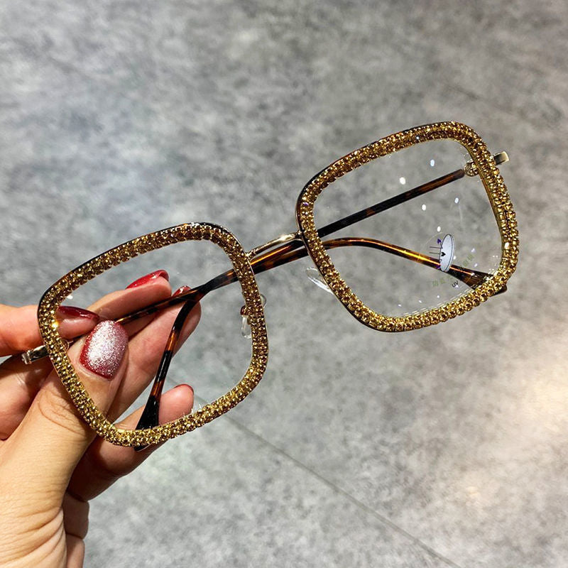 Trendy Square Diamond-studded Glasses - Body By J'ne