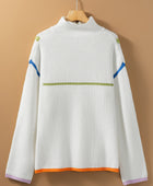 Contrast Half Zip Drop Shoulder Sweater