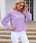 Round Neck Balloon Sleeve Blouse - Body By J'ne