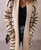 Striped Open Front Long Sleeve Cardigan