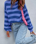 Honey Striped Round Neck Long Sleeve Sweater