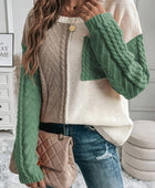 Color Block Round Neck Long Sleeve Sweater