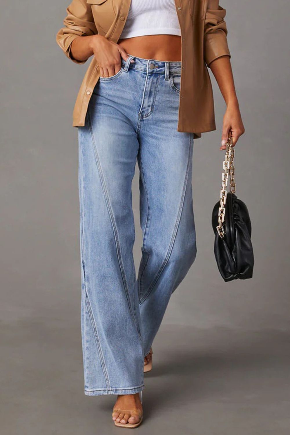 High Waist Straight Jeans with Pockets - Body By J'ne