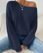 Honey Single Shoulder Long Sleeve Sweater