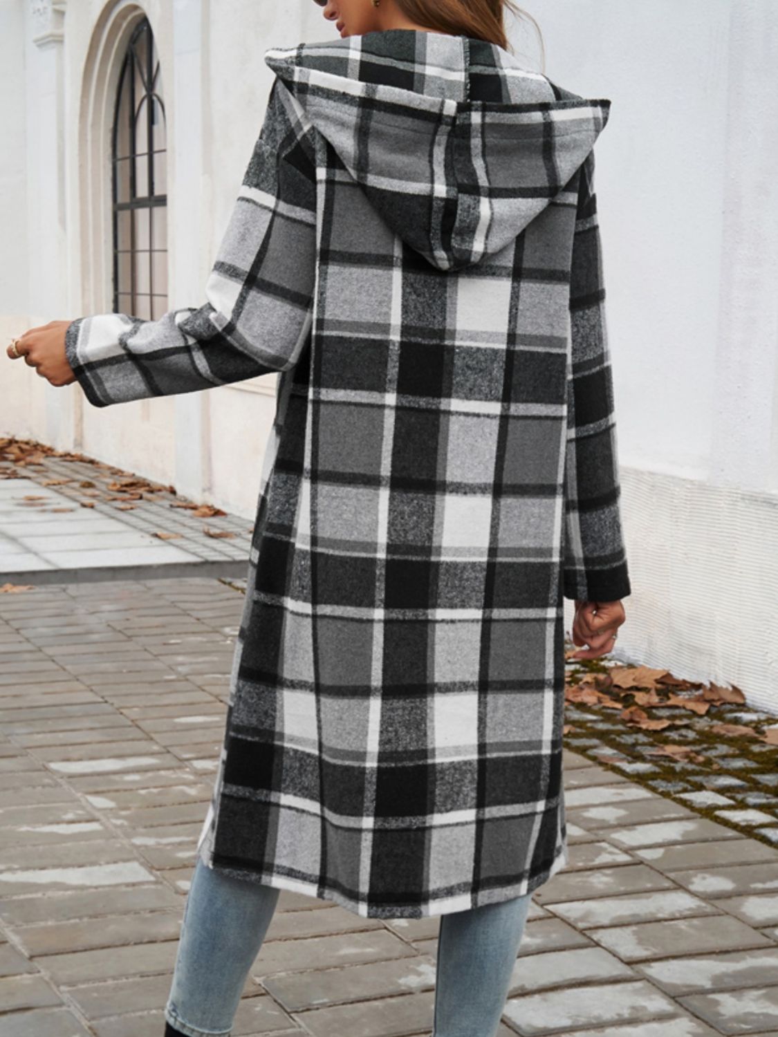 Devine Plaid Long Sleeve Hooded Coat - Body By J'ne
