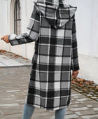 Devine Plaid Long Sleeve Hooded Coat