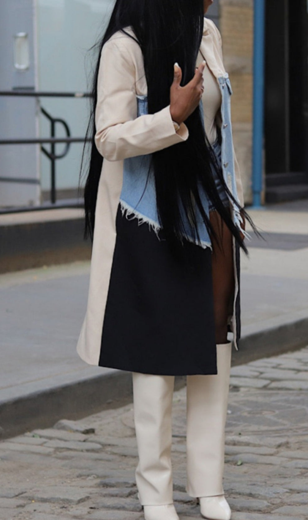 Colorblock Ripped Cardigan Coat