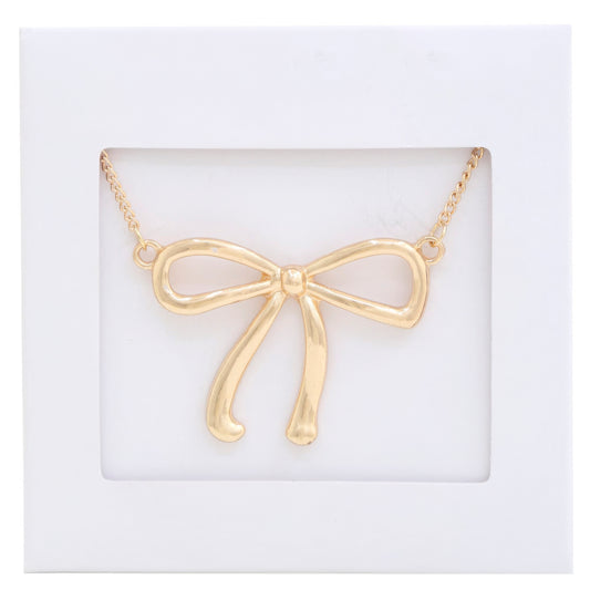 Bow Pendant Metal Necklace - Body By J'ne