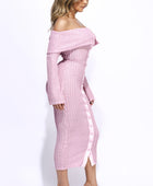 Ruffled Fabric Off Shoulder Midi Dress With Flared Sleeve - Body By J'ne
